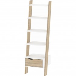 Asti Leaning Bookcase in White and Oak,