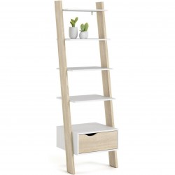 Asti Leaning Bookcase in White and Oak, Mood shot 1