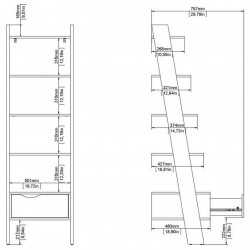 Asti Leaning Bookcase - Dimensions 1