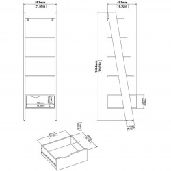 Asti Leaning Bookcase - Dimensions 2