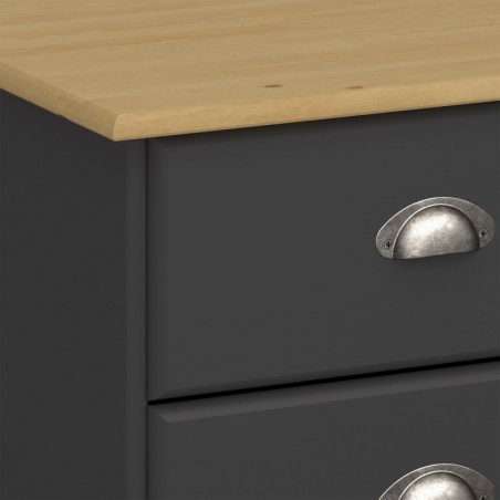 Nola Two Drawer Bedside Cabinet - Black/Pine Top Detail
