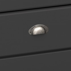 Nola Two Drawer Bedside Cabinet - Black/Pine Handle Detail