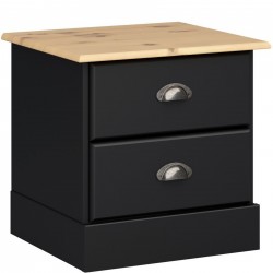 Nola Two Drawer Bedside Cabinet - Black/Pine
