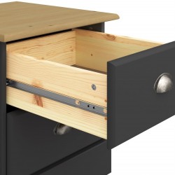 Nola Two Drawer Bedside Cabinet - Black/Pine Drawer Detail