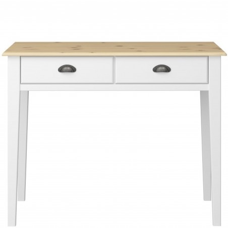 Nola Two Drawer Console Table - White/Pine Front View