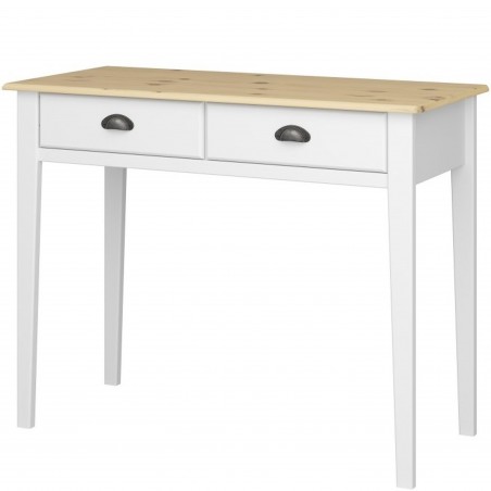 Nola Two Drawer Console Table - White/Pine Angled View