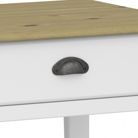 Nola Two Drawer Console Table - White/Pine Handle Detail