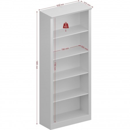 Nola Four Shelf Bookcase - Dimensions