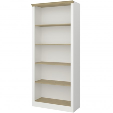 Nola Four Shelf Bookcase - White/Pine Angled View