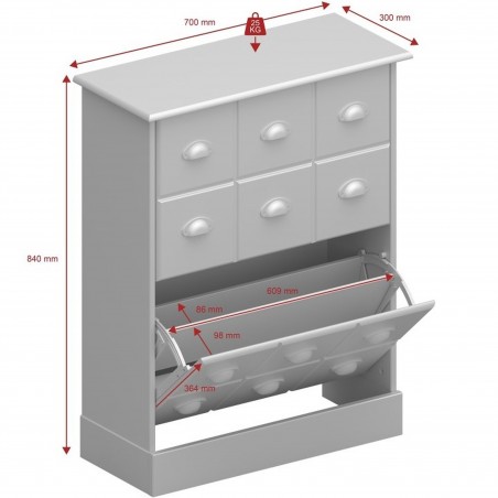 Nola Shoe Cabinet - Dimensions