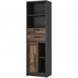 Brooklyn One Door and Two Drawers Bookcase Angled View