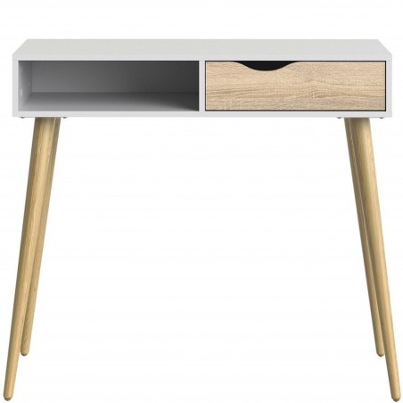 Asti One Drawer Console Table - White/Oak Front View