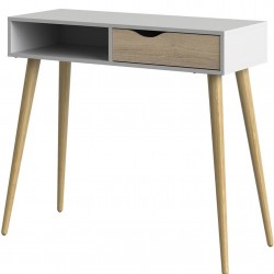 Asti One Drawer Console Table - White/Oak Angled View