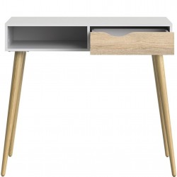 Asti One Drawer Console Table - White/Oak Front View Open