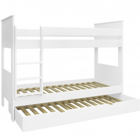 Alba White Bunk Bed with Bed Trundle