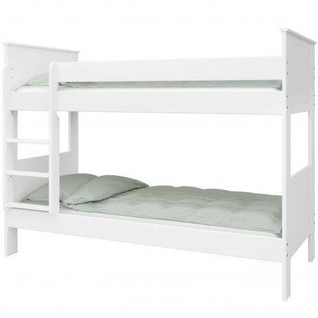 Alba White Bunk Bed - Bed Dressed Angled View