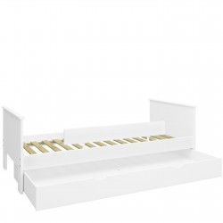 Alba White Single Bed with storage drawer
