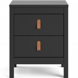 Barcelona Two Drawer Bedside Table - Matt Black Front View