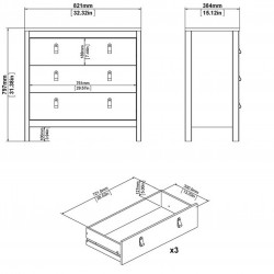 Barcelona Three Drawer Chest - Dimensions 1