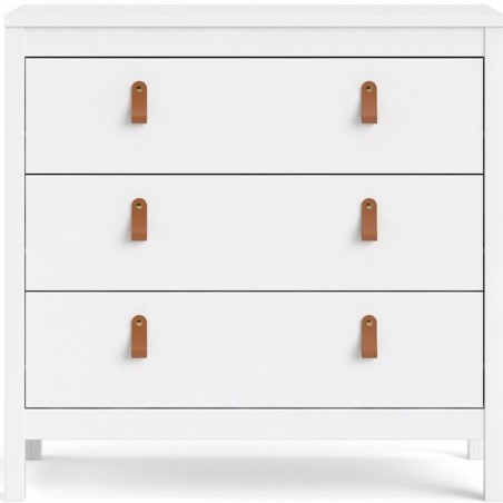 Barcelona Three Drawer Chest - White front view