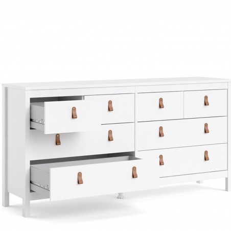 Barcelona Four + Four Double Dresser- White Open Drawers