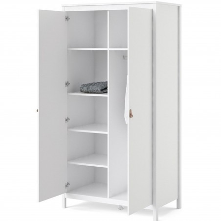 Barcelona Two Door Wardrobe - White Angled View Open