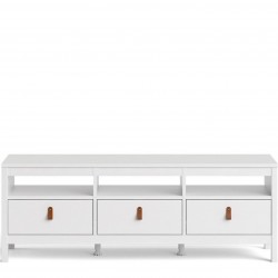 Barcelona Three Drawer TV Unit - White Front View