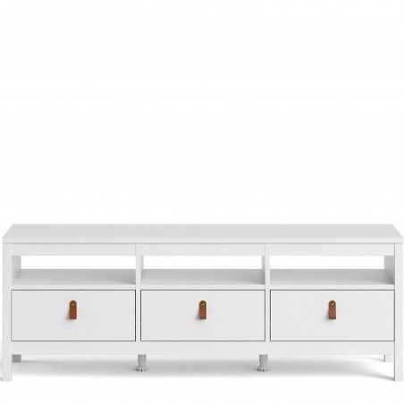 Barcelona Three Drawer TV Unit - White Front View