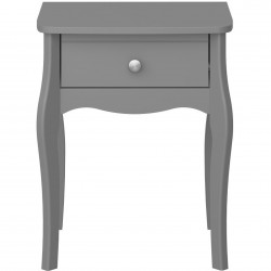Baroque One Drawer Nightstand - Grey Front View