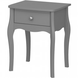 Baroque One Drawer Nightstand - Grey Angled View