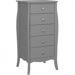 Baroque Five Drawer Narrow Chest - Grey