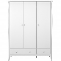 Baroque Three Door Two Drawer Wardrobe - White Front View