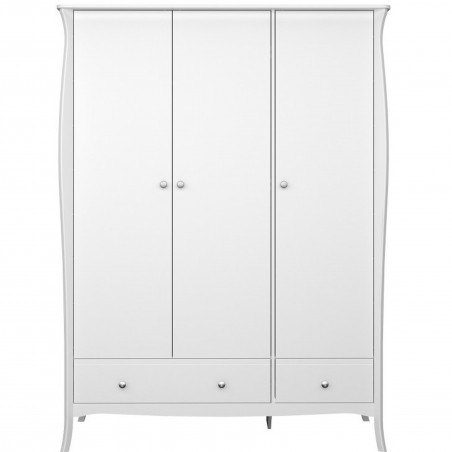 Baroque Three Door Two Drawer Wardrobe - White Front View