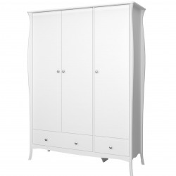 Baroque Three Door Two Drawer Wardrobe - White Angled View