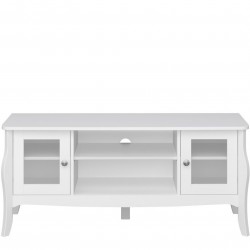 Baroque Two Door Two Shelf TV Unit - White Front View