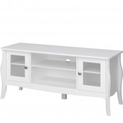 Baroque Two Door Two Shelf TV Unit - White angled View