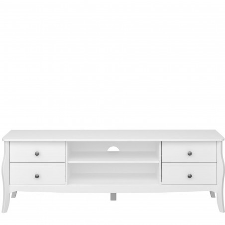 Baroque Four Drawer Two Shelf TV Unit - White Front View