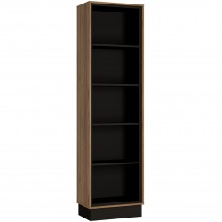 Earby Tall Bookcase in a walnut finish and dark internal finish.