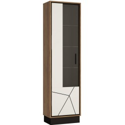 Earby Tall Glazed Display Cabinet (LH), in walnut and dark panel finish, angle view