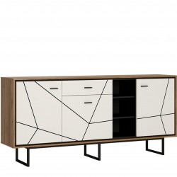 Earby Sideboard in white gloss and walnut