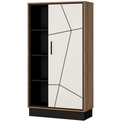 Earby Wide One Door Bookcase Angled View