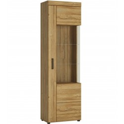 Skipton Tall Glazed Display Cabinet (RH) in grandson oak colour, angle view