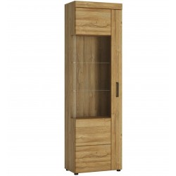 Skipton Tall Glazed Display Cabinet (LH) in grandson oak colour, angle view