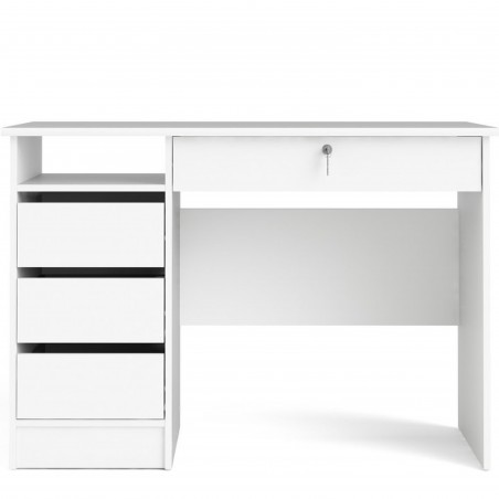 Cavaco Three + One Drawer Handle Free Desk - White Front View