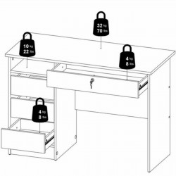 Cavaco Three + One Drawer Handle Free Desk - Dimensions 3
