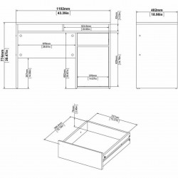 Cavaco One Door One Drawer Handle Free Desk - Dimensions 2