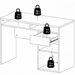 Cavaco One Door One Drawer Handle Free Desk - Dimensions 3