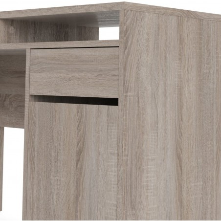 Cavaco One Door One Drawer Handle Free Desk - Truffle Oak Cupboard Detail