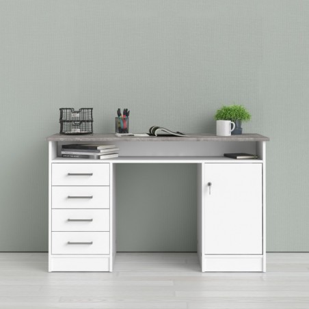 Cavaco Double Pedestal Desk - Grey/White Room Shot