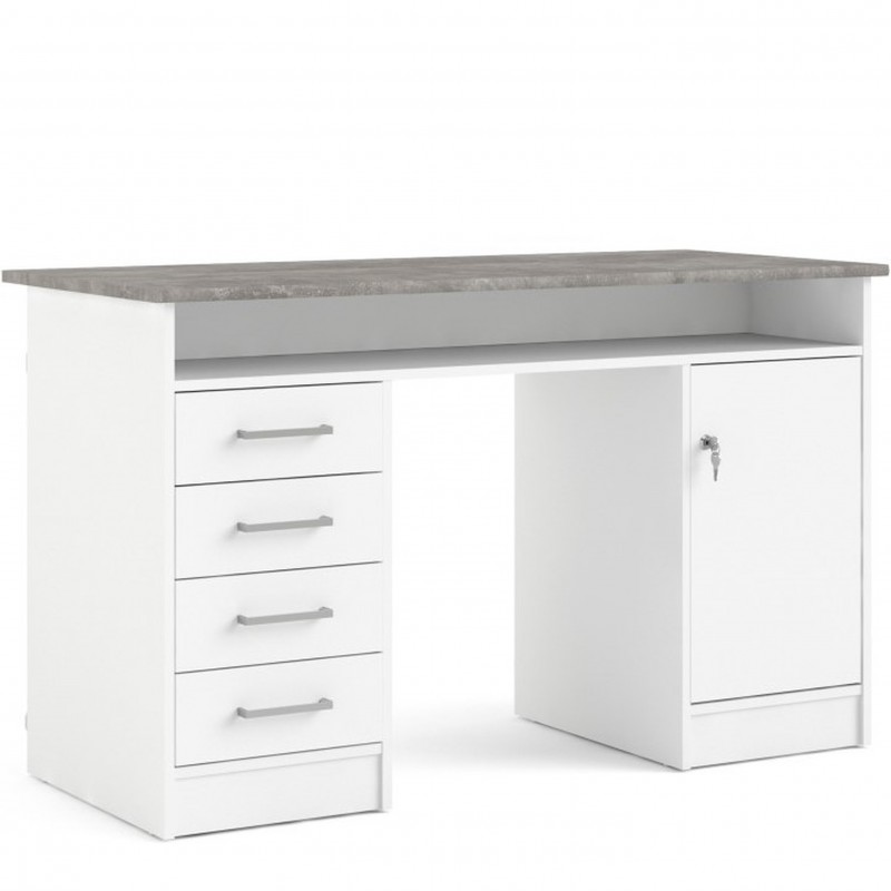 An image of Cavaco Double Pedestal Desk - Grey and White